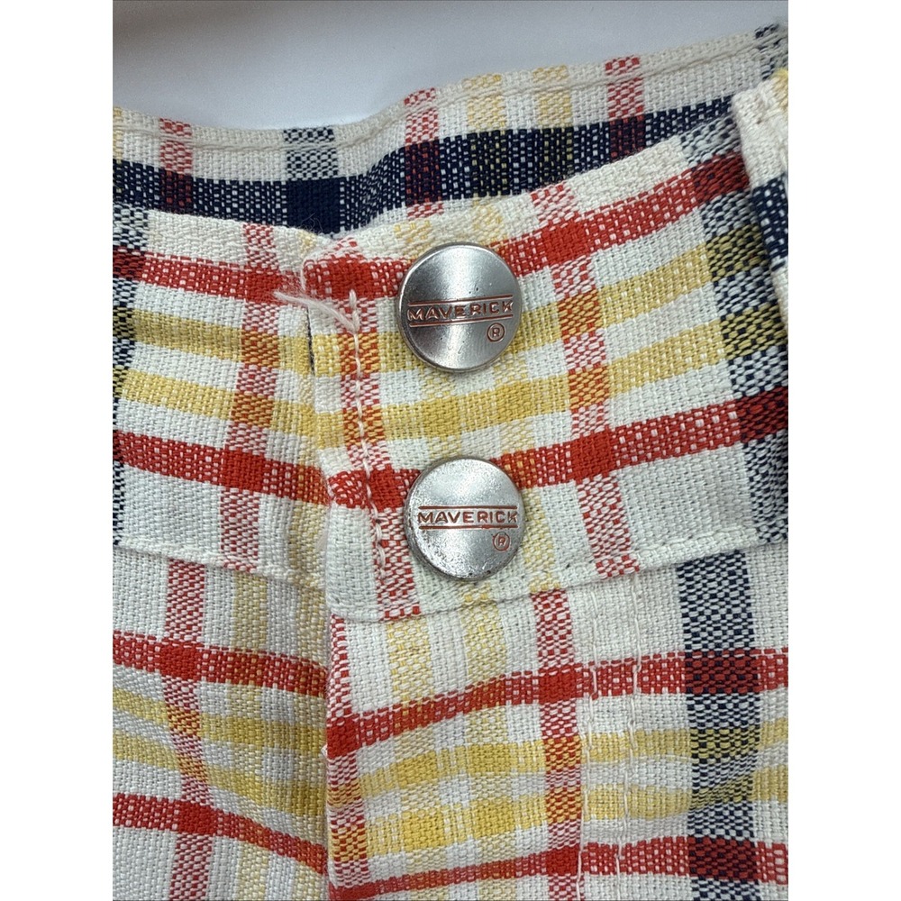 Vintage Maverick Womens 70's Plaid Woven Bell Bottom Pants Size 25x31 Retro USA - Picture 7 of 13